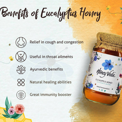 HoneyVeda Premium Raw Eucalyptus Honey