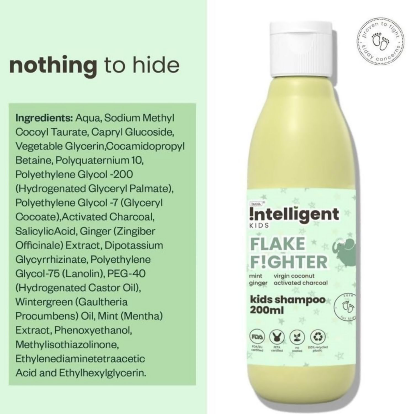TuCo Intelligent Kids Anti-Dandruff Shampoo With Wintergreen, Mint & Activated Charcoal, For Itchy Scalp & Rough Hair