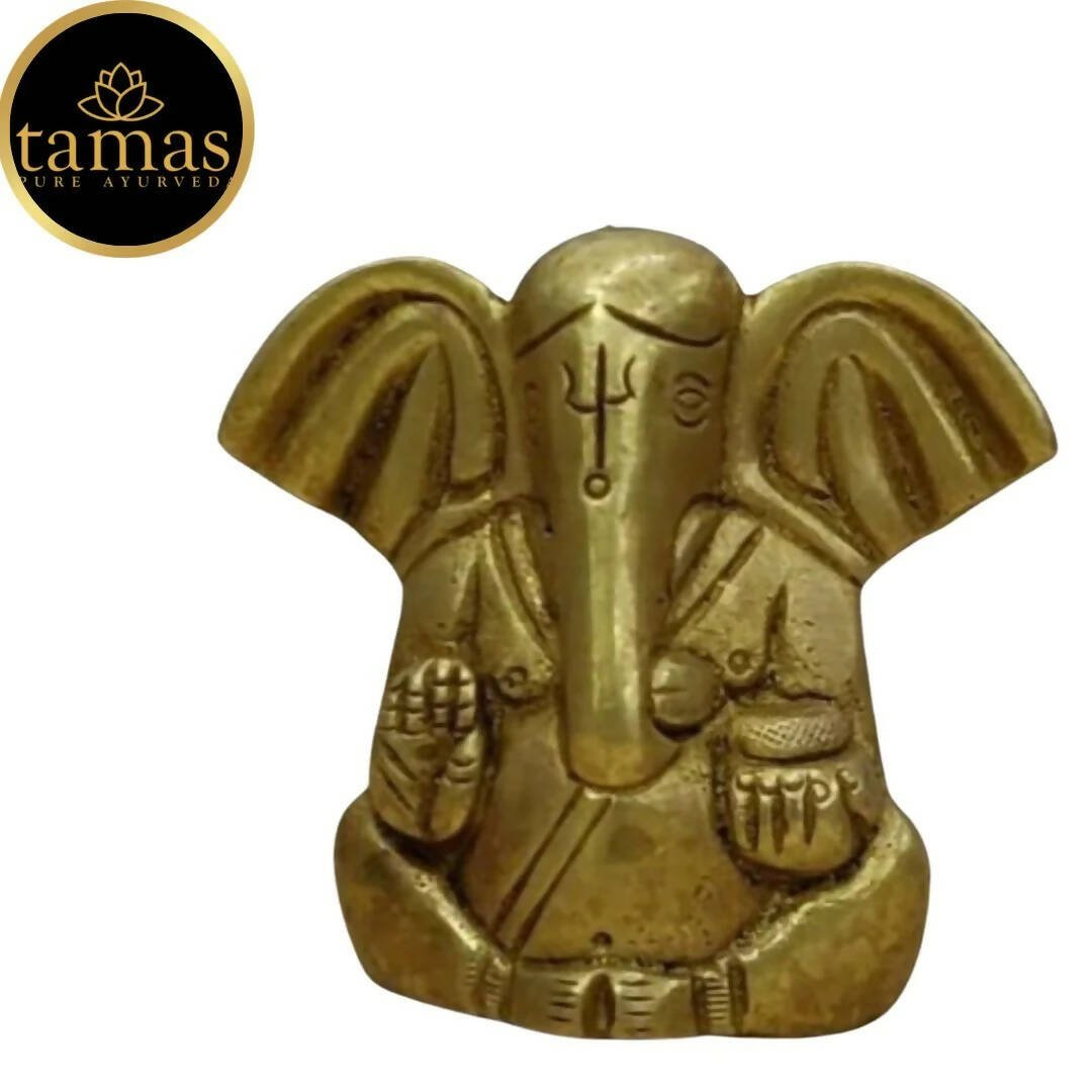 Tamas Brass Ganesha Statue for Temple (Golden) - Drmedicart