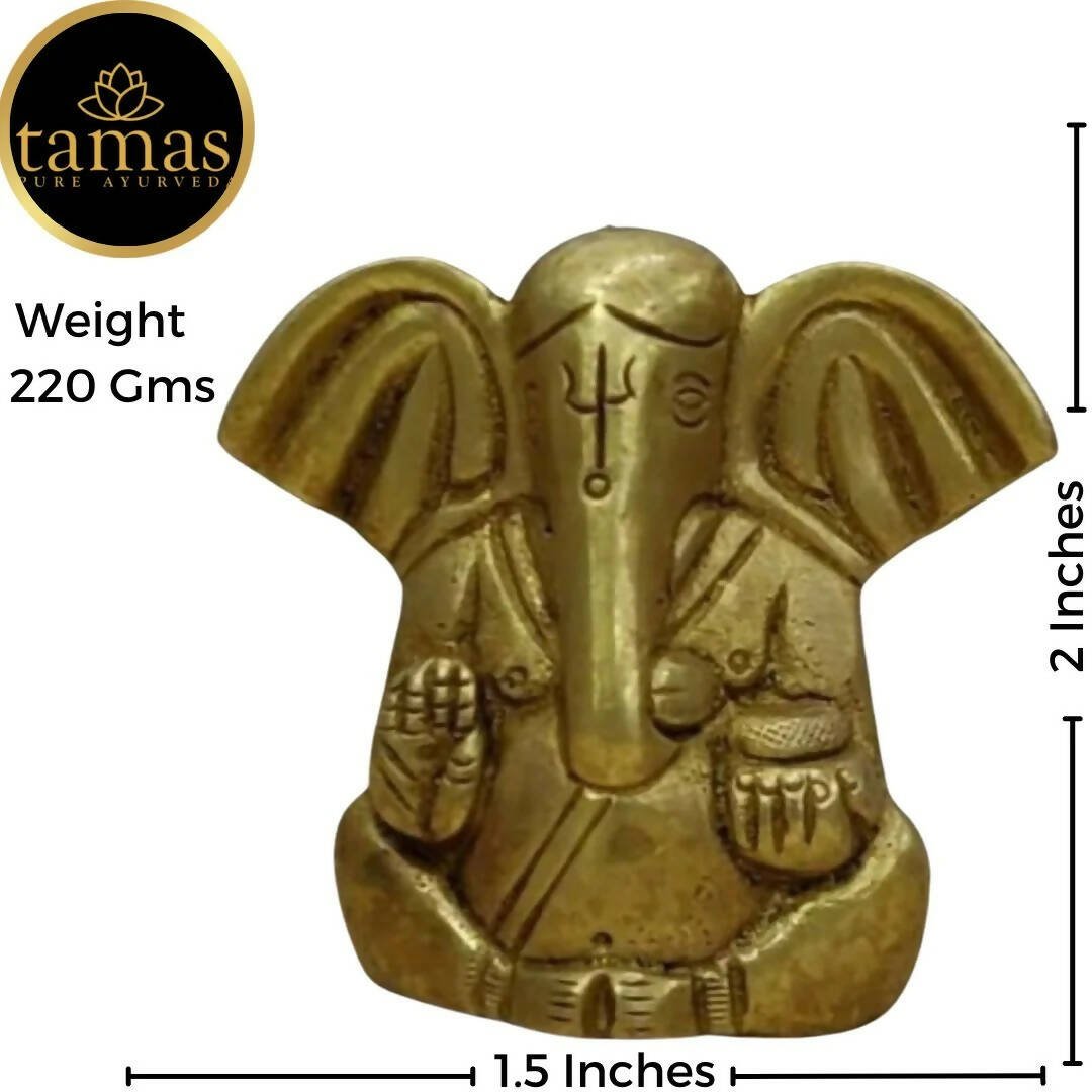 Tamas Brass Ganesha Statue for Temple (Golden) - Drmedicart