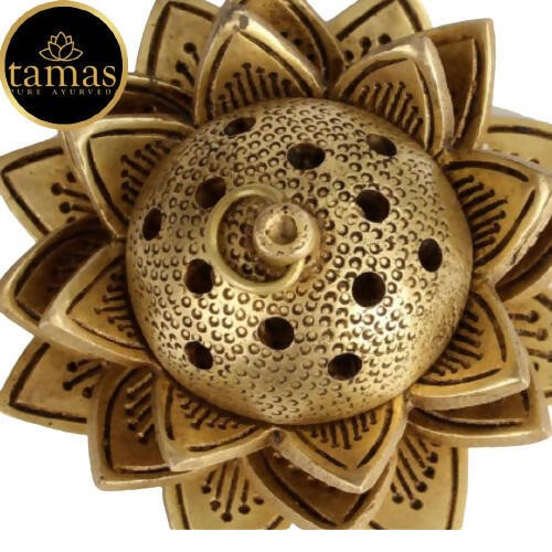 Tamas Brass Handcrafted Lotus Dhoop Stand with Antique Finish - Drmedicart