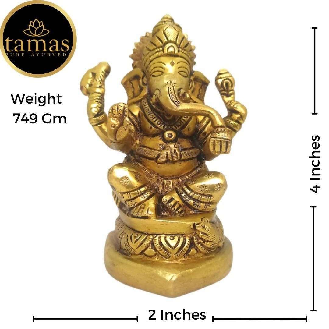 Tamas Brass Handmade Ganesh Statue for Good Luck, Success and Prosperity (Golden) - Drmedicart