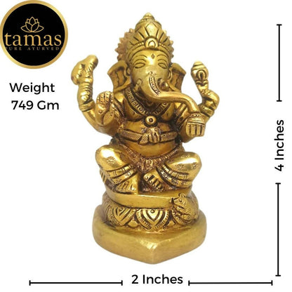Tamas Brass Handmade Ganesh Statue for Good Luck, Success and Prosperity (Golden) - Drmedicart