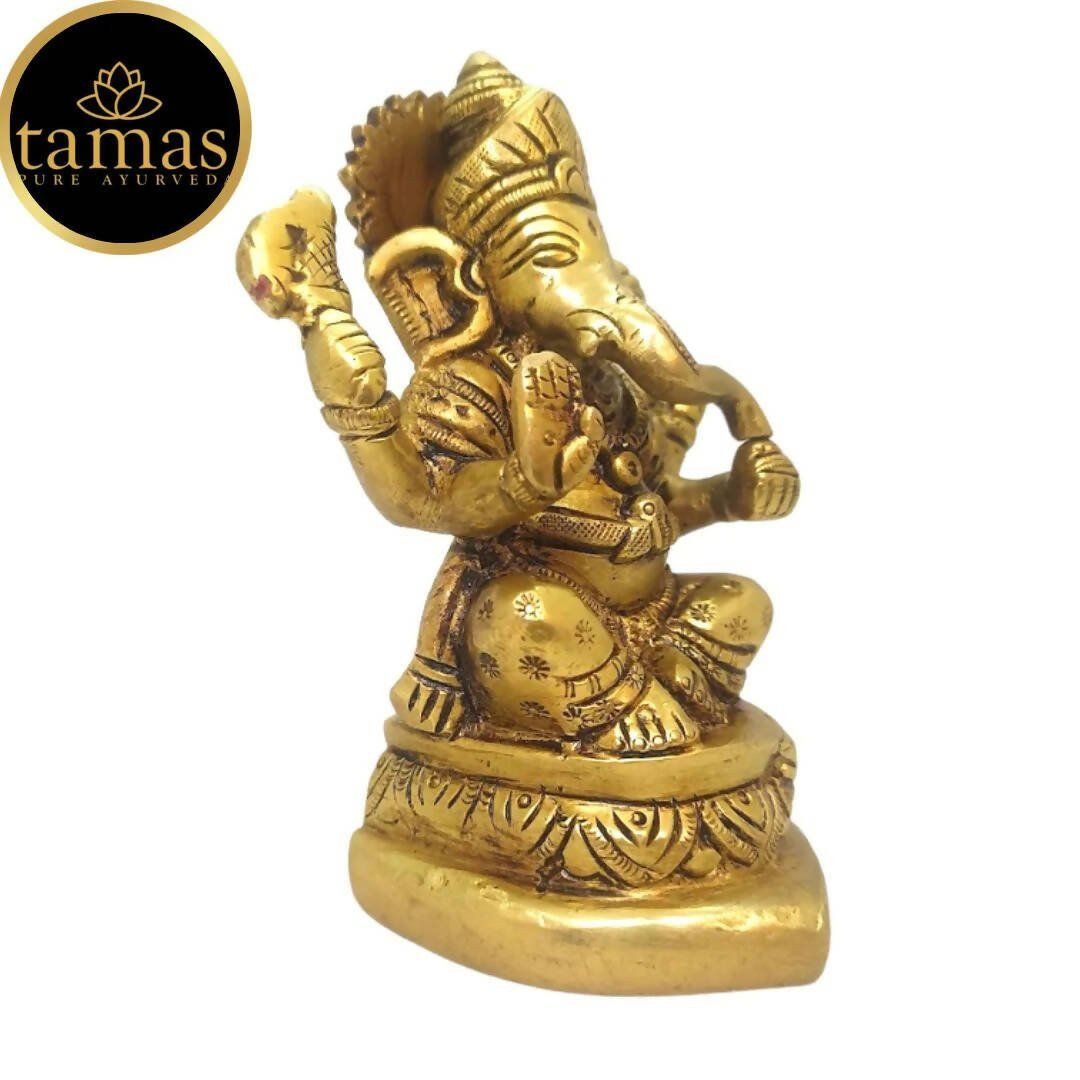 Tamas Brass Handmade Ganesh Statue for Good Luck, Success and Prosperity (Golden) - Drmedicart