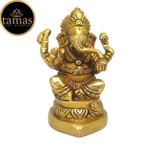 Tamas Brass Handmade Ganesh Statue for Good Luck, Success and Prosperity (Golden) - Drmedicart