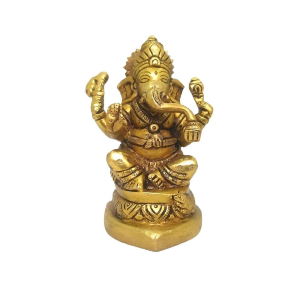 Tamas Brass Handmade Ganesh Statue for Good Luck, Success and Prosperity (Golden) - Drmedicart