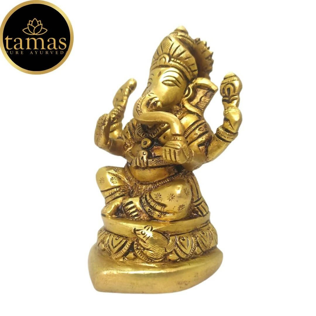 Tamas Brass Handmade Ganesh Statue for Good Luck, Success and Prosperity (Golden) - Drmedicart