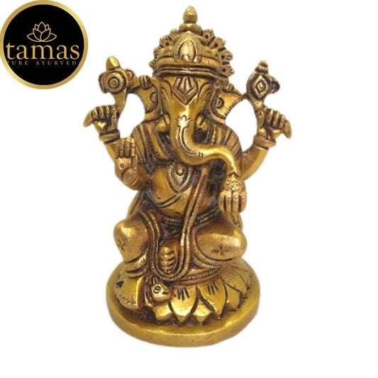 Tamas Brass Lord Ganesha Idol for Home & Office Temple (Golden) - Drmedicart