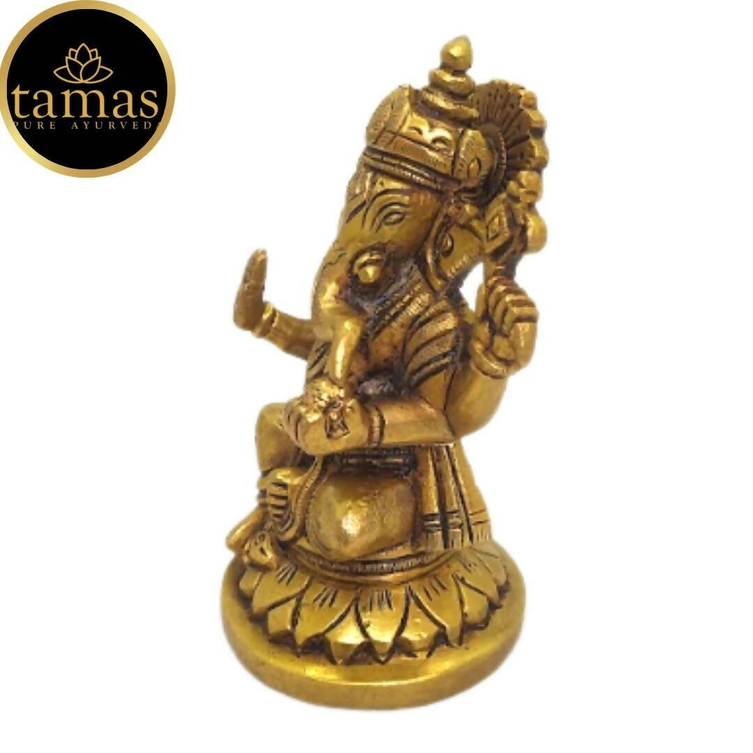 Tamas Brass Lord Ganesha Idol for Home & Office Temple (Golden) - Drmedicart