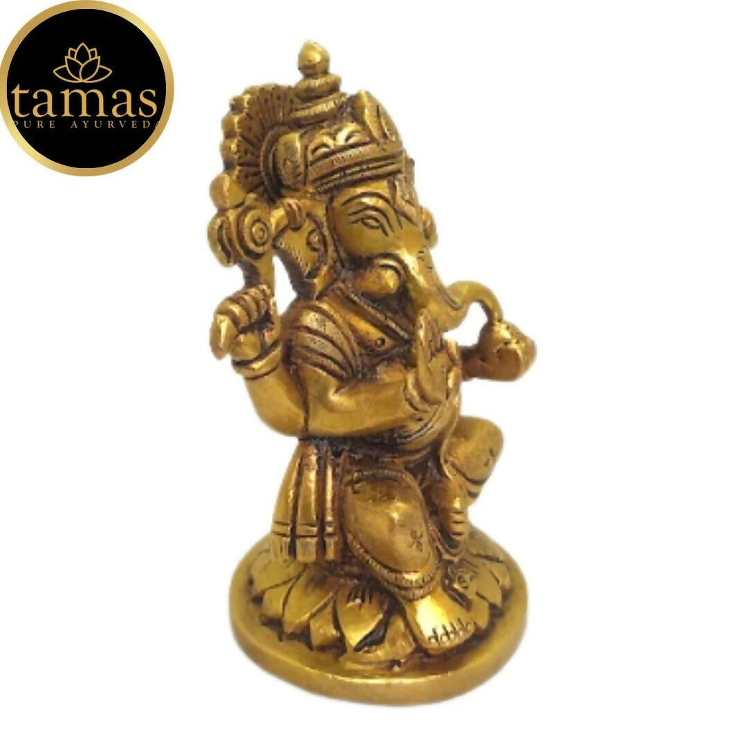 Tamas Brass Lord Ganesha Idol for Home & Office Temple (Golden) - Drmedicart