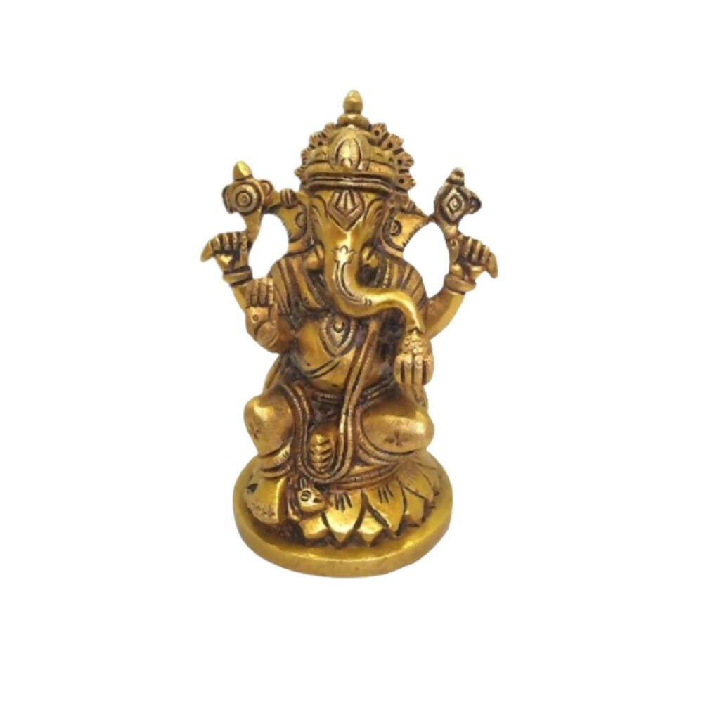 Tamas Brass Lord Ganesha Idol for Home & Office Temple (Golden) - Drmedicart