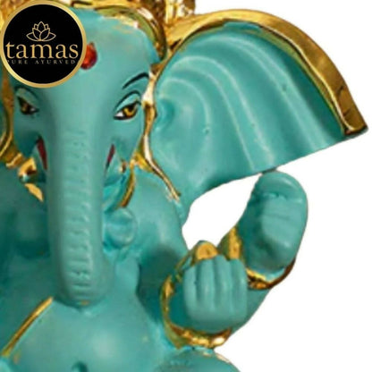 Tamas Gold - Polished Gaj Karna Ganesh Idol Flora Blue & Gold Color - Drmedicart