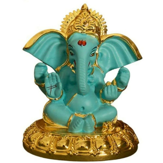 Tamas Gold - Polished Gaj Karna Ganesh Idol Flora Blue & Gold Color - Drmedicart