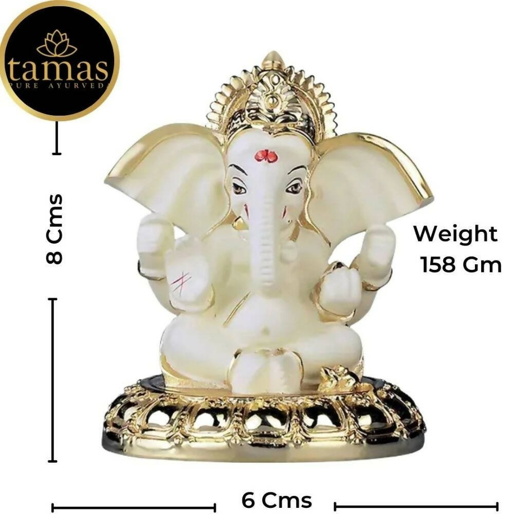 Tamas Gold - Polished Gaj Karna Ganesh Idol Off White & Gold Color - Drmedicart