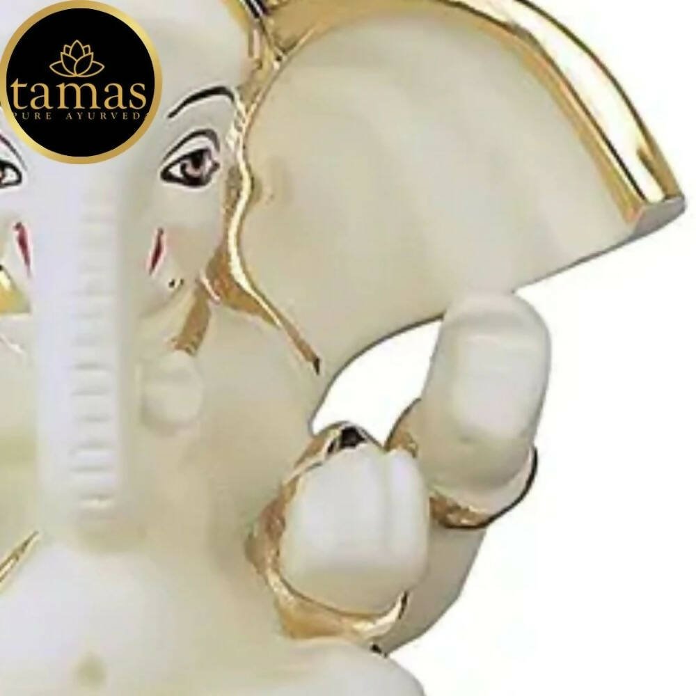 Tamas Gold - Polished Gaj Karna Ganesh Idol Off White & Gold Color - Drmedicart