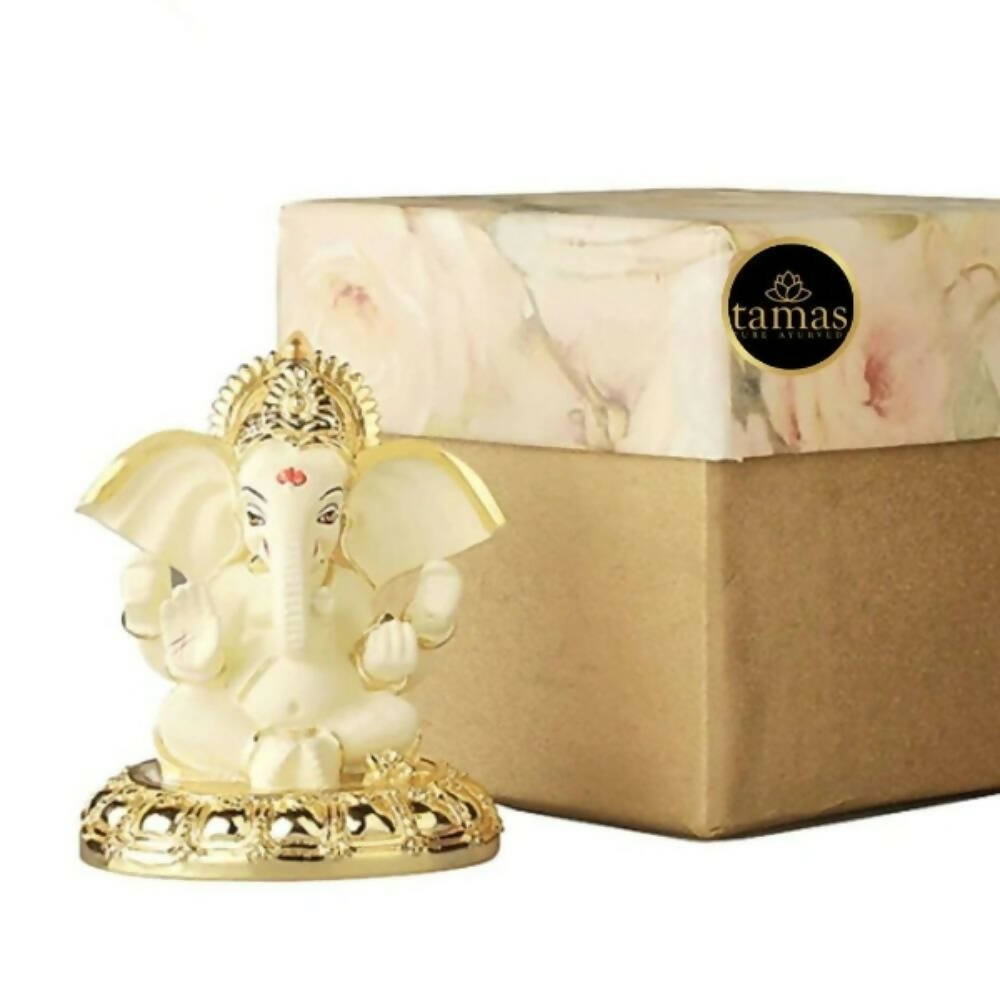 Tamas Gold - Polished Gaj Karna Ganesh Idol Off White & Gold Color - Drmedicart