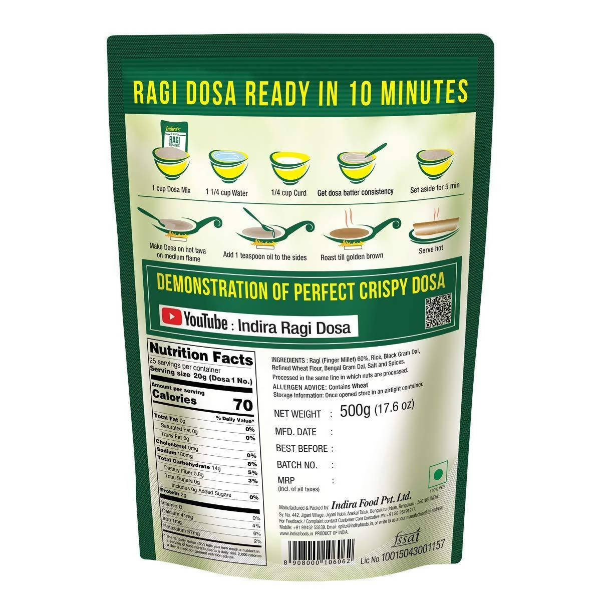 Indira's 10 Minutes Ragi Dosa Mix