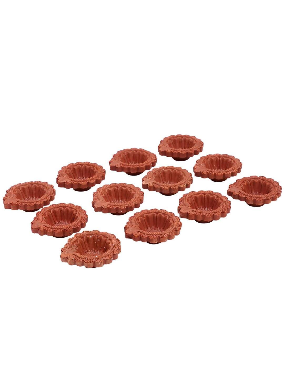 Tied Ribbons Brown Set of 12 Handmade Clay Terracotta Diyas - Drmedicart