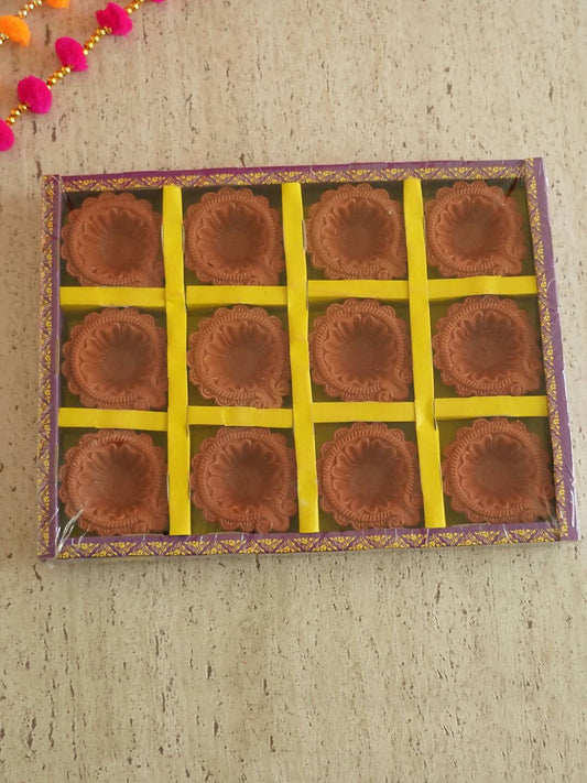Tied Ribbons Brown Set of 12 Handmade Clay Terracotta Diyas - Drmedicart