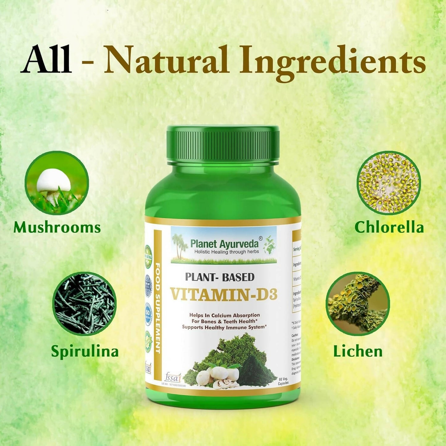Planet Ayurveda Plant Based Vitamin D3 Capsules
