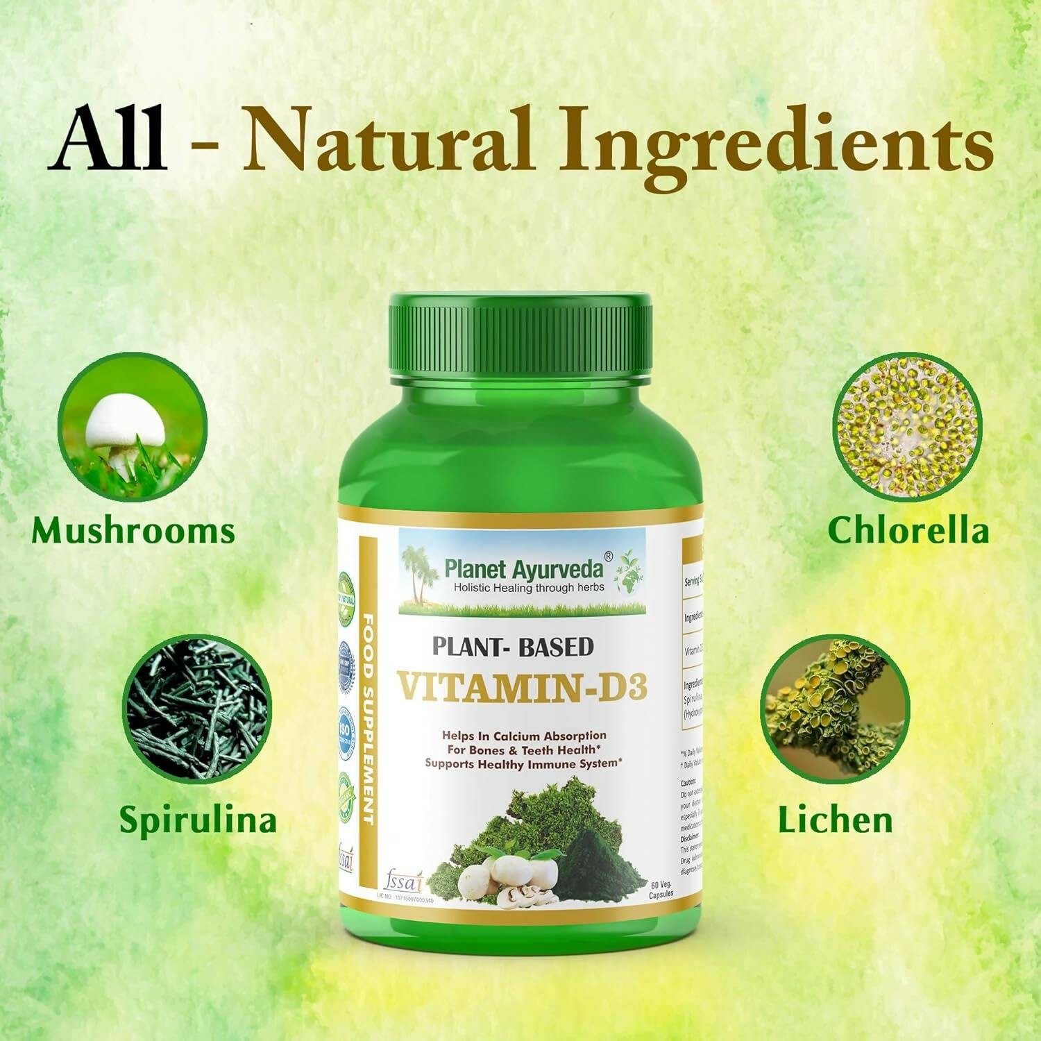 Planet Ayurveda Plant Based Vitamin D3 Capsules