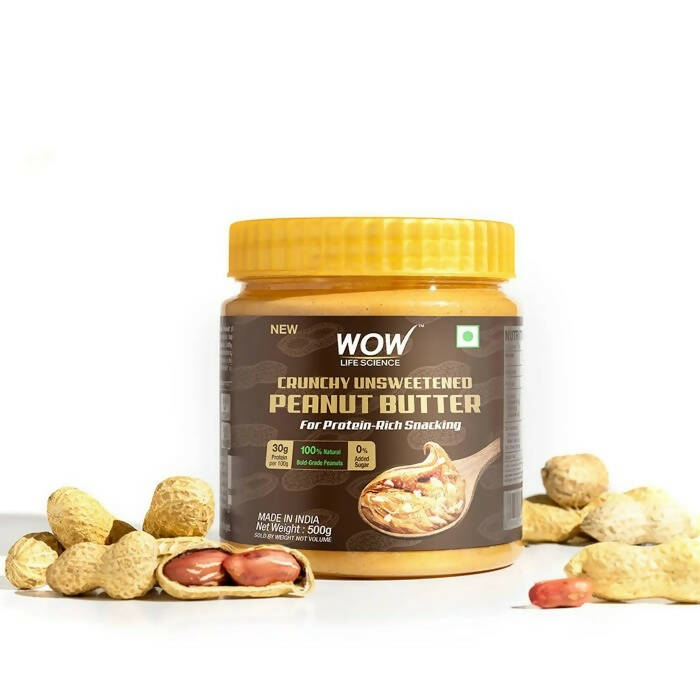 Wow Life Science Crunchy Unsweetened Peanut Butter