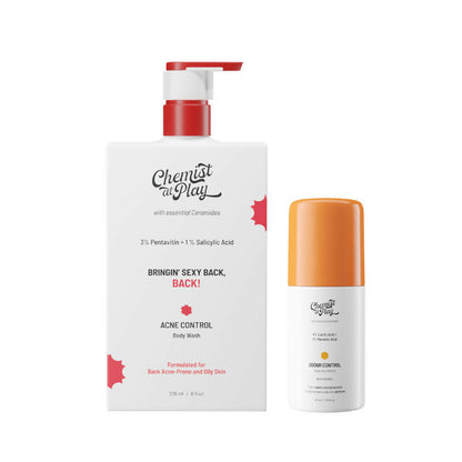 Chemist At Play Salicylic Acid Acne Body Wash & AHA Underarm Roll On Combo