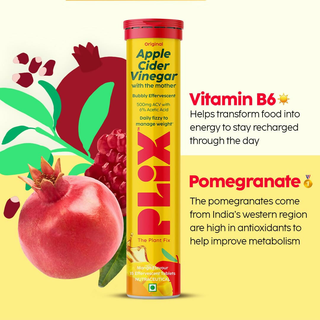 PLIX The Plant Fix Apple Cider Vinegar Effervescent Tablets with Mother - Mango