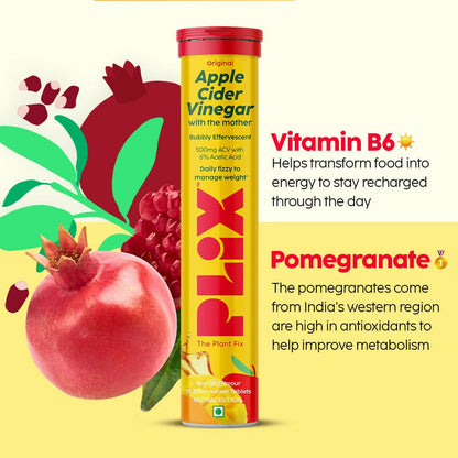PLIX The Plant Fix Apple Cider Vinegar Effervescent Tablets with Mother - Mango