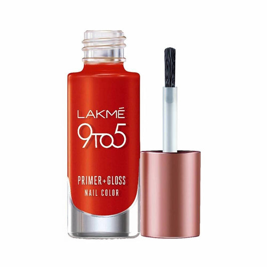 Lakme 9 To 5 Primer + Gloss Nail Colour - Cherry Red - Limited Time Offer