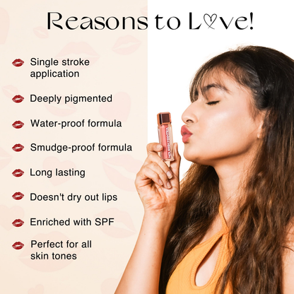 Nourish Mantra Liquid Lipstick Creamy Matte with SPF/ Water Proof, Smudge Proof Shade Masoom Pink-Ishq Vala Red