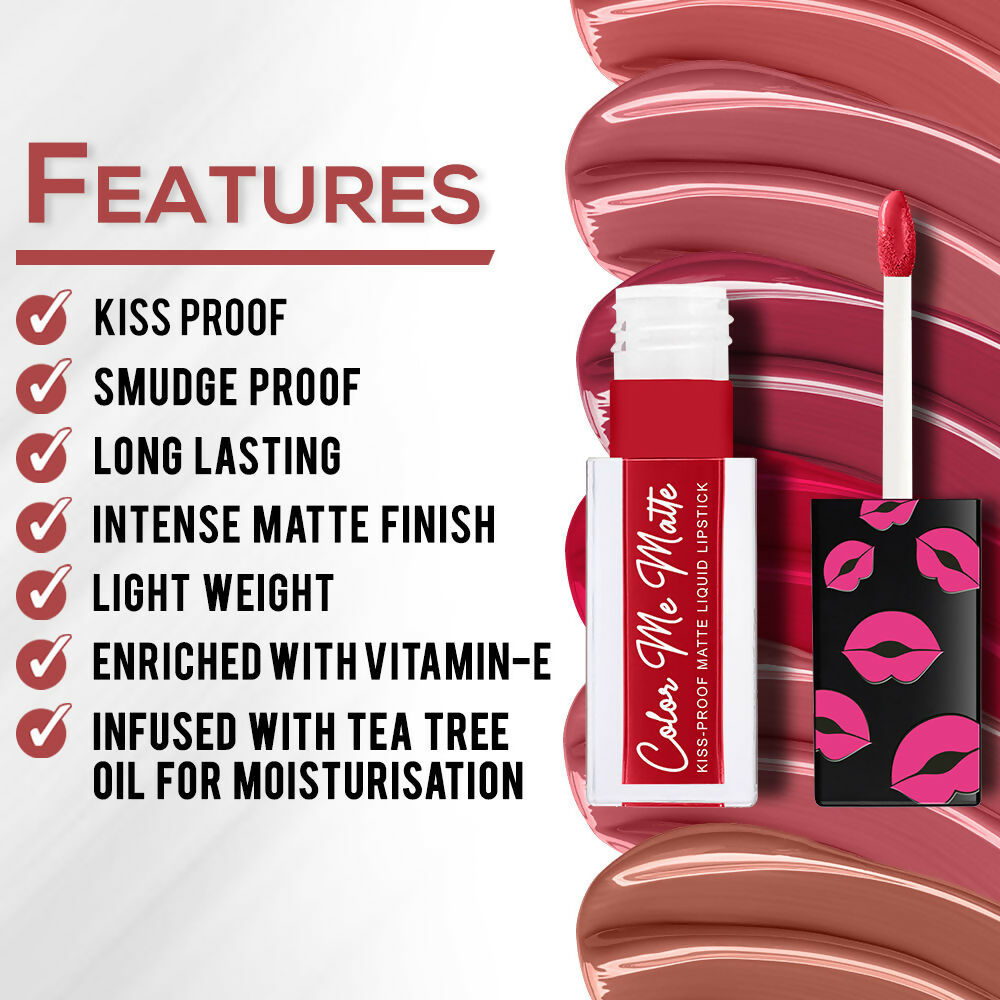 Jaquline USA Color Me Matte Liquid Lipstick  - Crimson Red