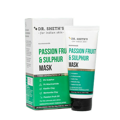 Dr. Sheth's Passion Fruit & Sulphur Face Mask For Skin Detoxifying, Brightens Skin, For All Skin Types