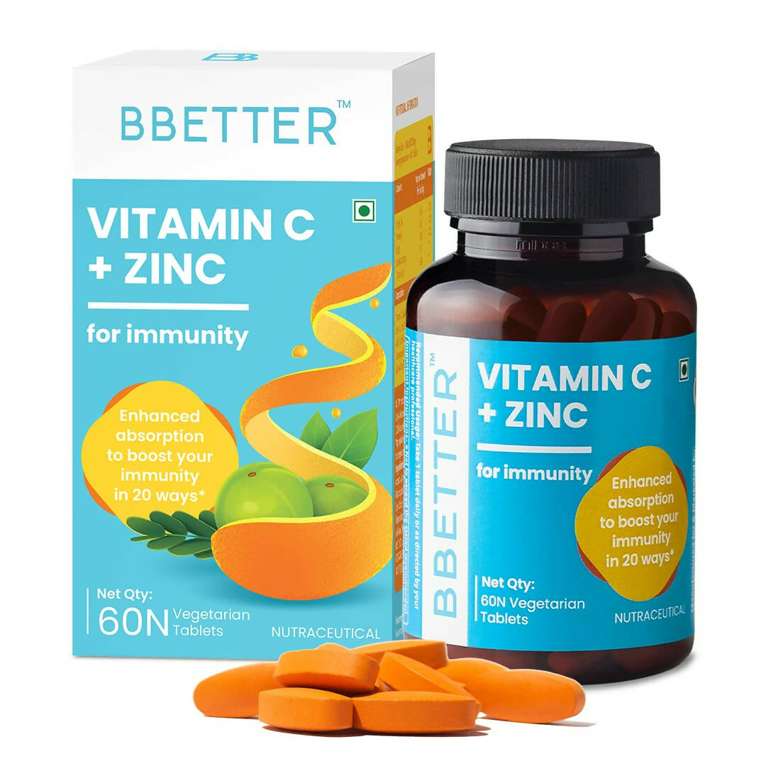 Buy BBETTER Vitamin C and Zinc Tablets for Immunity & Skin Health from DrMediCart, Ship from India to USA