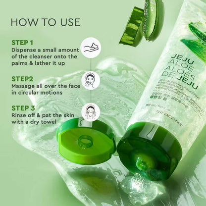 The Face Shop Jeju Aloe Fresh Soothing Foam Cleanser - Korean Skincare
