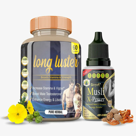 Buy Divya Shree Long Luster Capsule & Musli X-Power Oil Combo from DrMediCart, Ship from India to USA