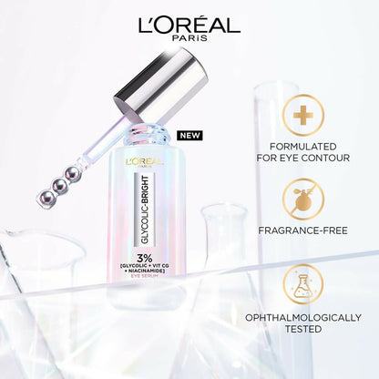 L'Oreal Paris Glycolic Bright Dark Circle Eye Serum With 3% [Glycolic + Vit Cg + Niacinamide]