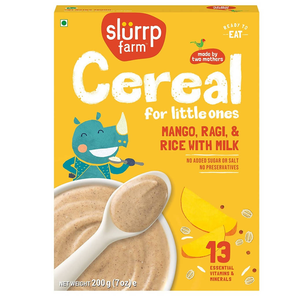 Buy Slurrp Farm Mango, Ragi & Rice With Milk Cereal for Little Ones from DrMediCart, Ship from India to USA