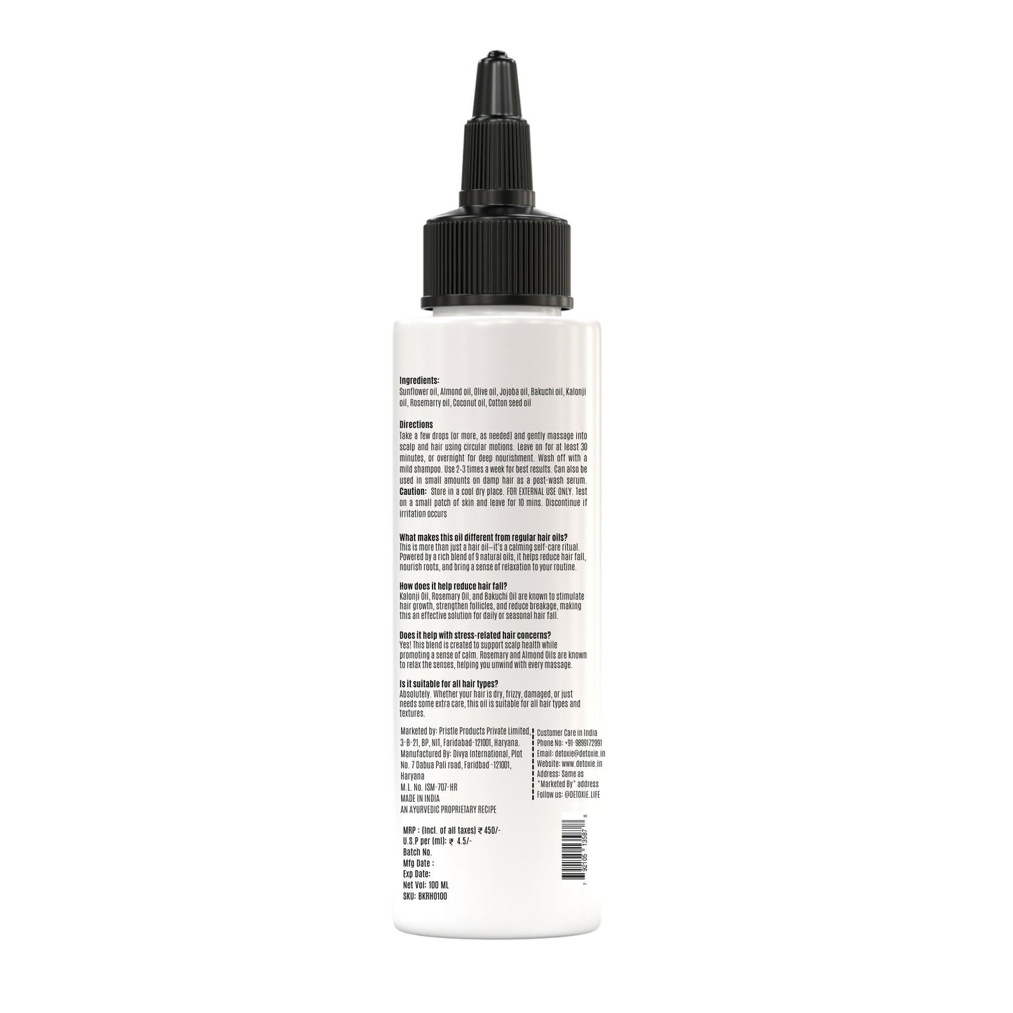 Detoxie Bakuchi Kalonji & Rosemary Hair Oil
