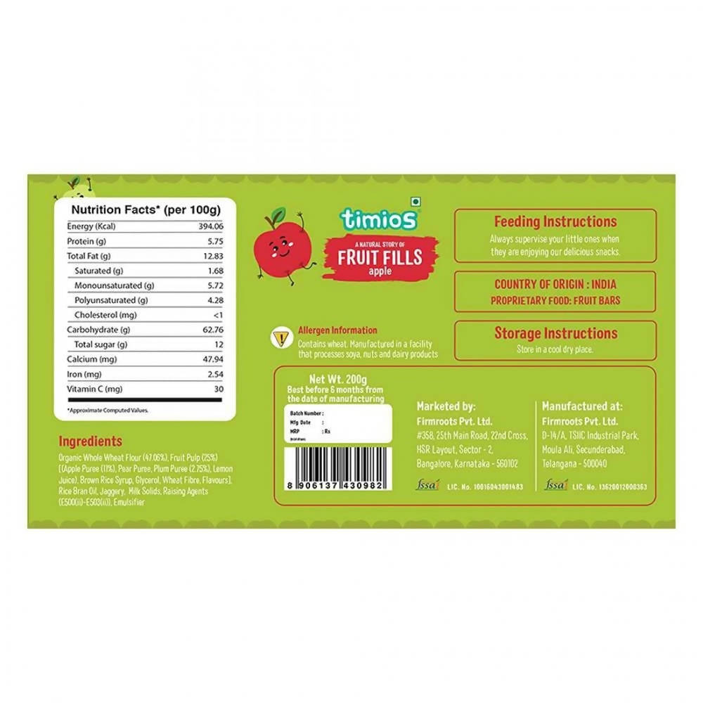 Timios Apple Fruit Fills Snack For Kids