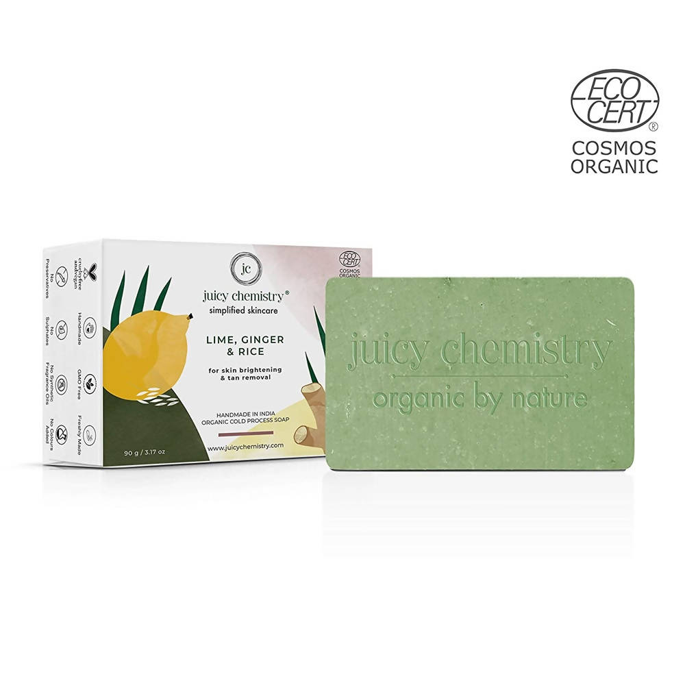 Juicy Chemistry Lime, Ginger & Rice Soap For Skin Brightening & Tan Removal