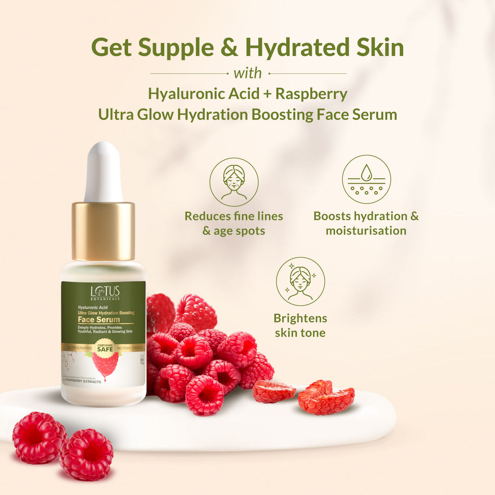 Lotus Botanicals Hyaluronic Acid & Raspberry Ultra Glow & Hydration Boosting Serum