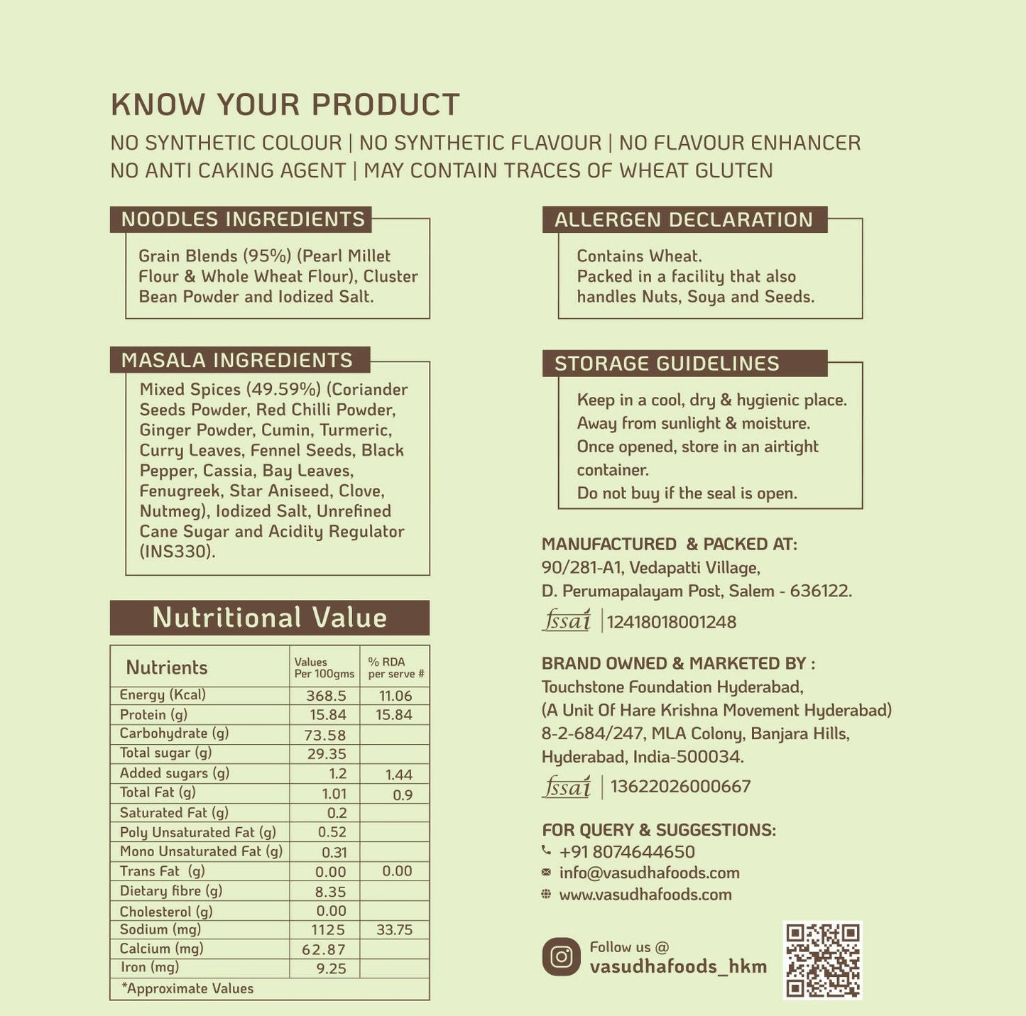 Vasudha Nurtured By Nature Pearl Millet Noodles