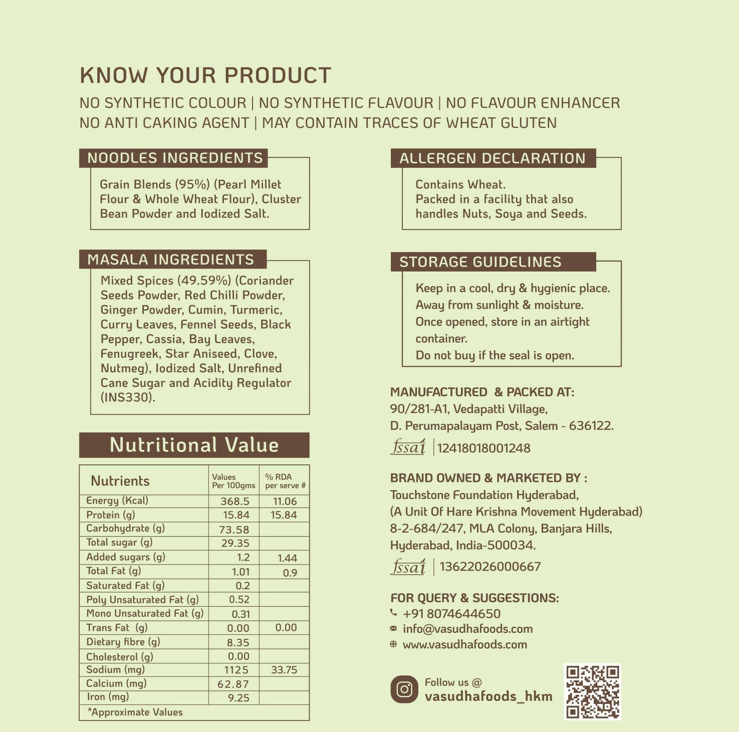 Vasudha Nurtured By Nature Pearl Millet Noodles
