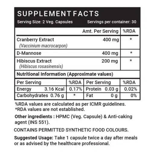 Inlife Cranberry D-Mannose Hibiscus Capsules