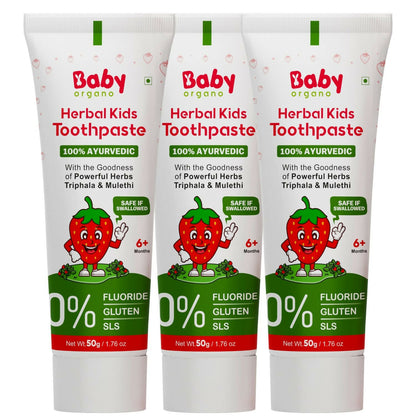 Babyorgano 100% Ayurvedic Herbal Kids Toothpaste - Strawberry Flavor