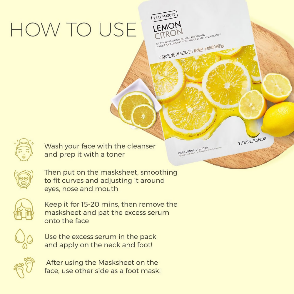 The Face Shop Real Nature Lemon Face Mask - Korean Skincare