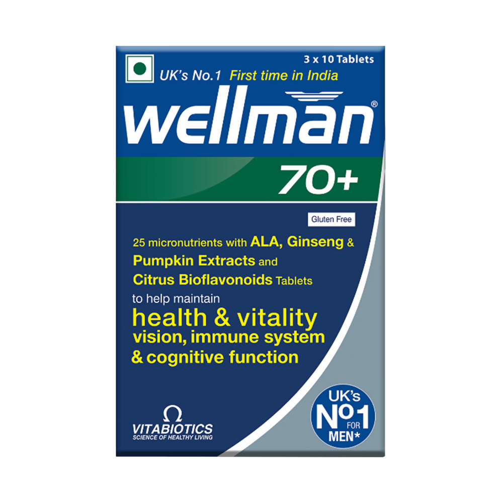 Wellman 70+ UK's No.1 Multivitamin Tablets) For Men Above 70 (Pumpkin Seed Bioflavonoids, Ginseng & More