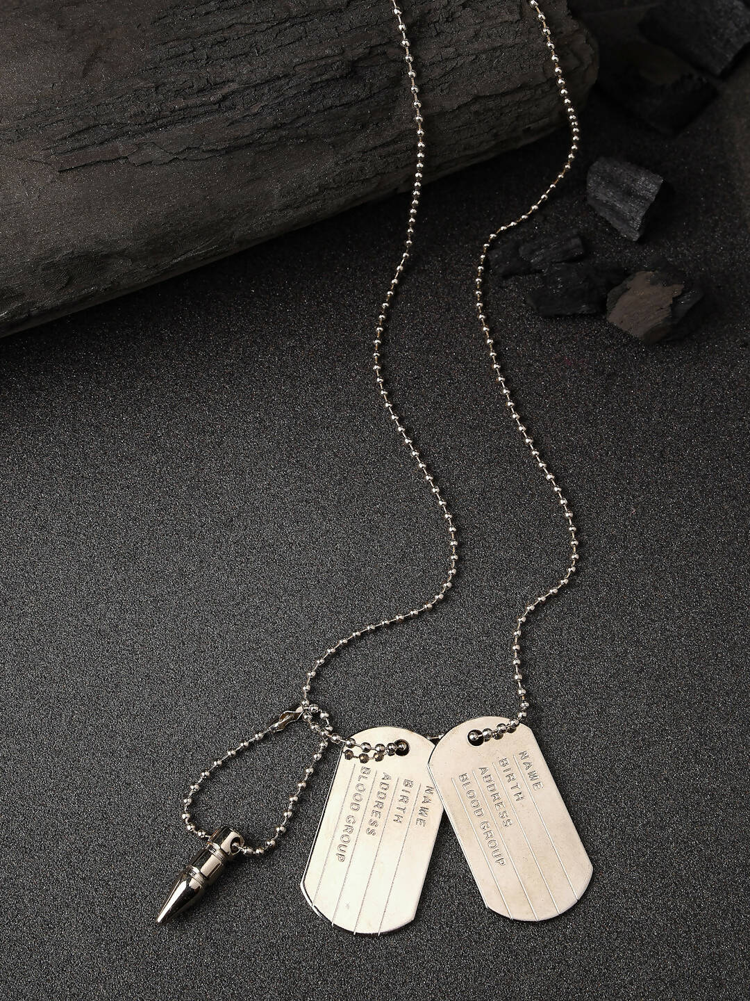 NVR Men Silver Plated Milletry Style Pendent With Chain