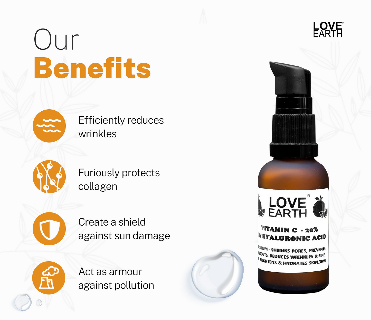 Love Earth Vitamin C 20%, E & Hydraulic Acid  Face Serum